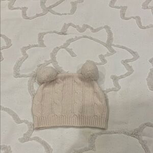 Charming Beige Cable Knit Pom-Pom Hat for Kids